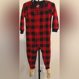 Carter's Red and Black Buffalo Plaid Zipper Footie Pajamas